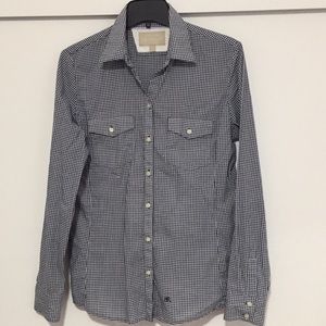Banana republic navy and white gingham shirt